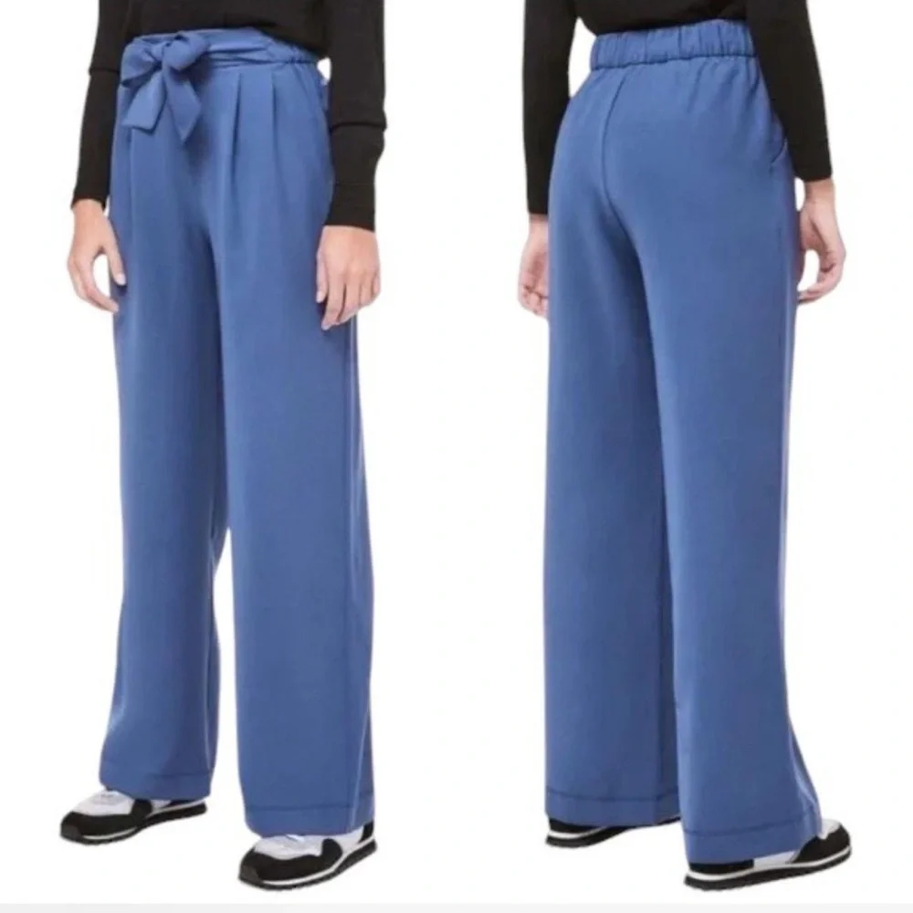 Lululemon Noir Pants Women’s size 6 Gatsby Blue Woven Belted Career Office